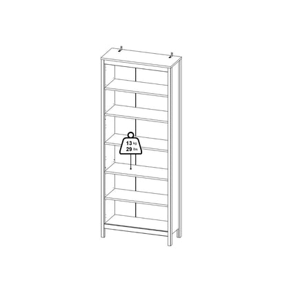 Technical drawing of the Barcelona bookcase showing its fittings and a 13 kg weight marking