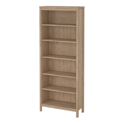 angled view of the Barcelona bookcase with shelving on a white background