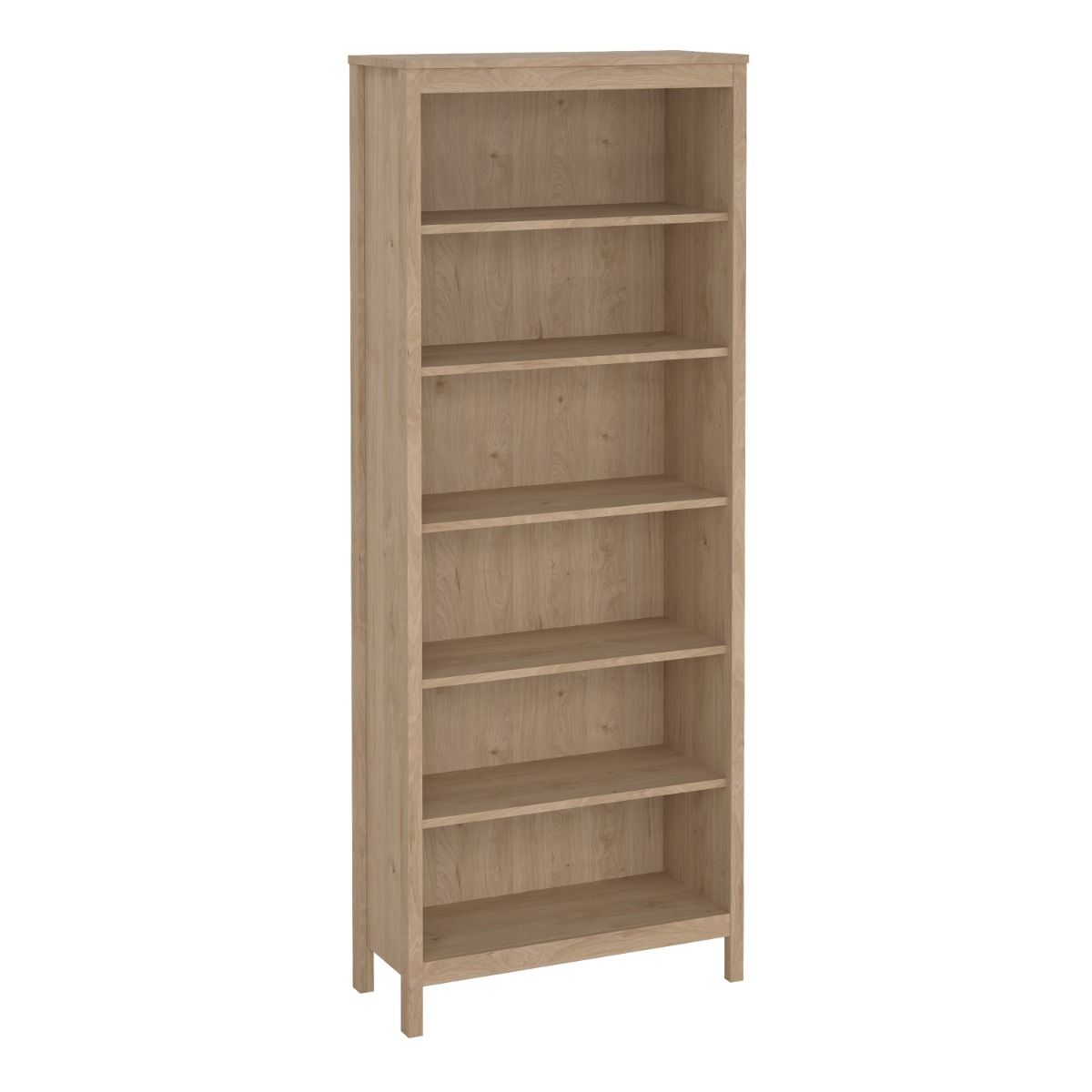 Barcelona oak bookcase shelving unit on a white background