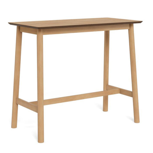 Barlow Bar Table Brown Oiled Oak With Footrest Modern Kitchen Dining 120x60x105 cm