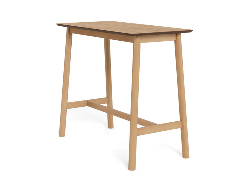 Barlow Bar Table Brown Oiled Oak With Footrest Modern Kitchen Dining 120x60x105 cm