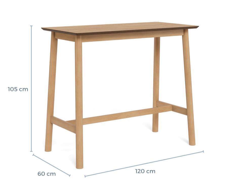 Barlow Bar Table Brown Oiled Oak With Footrest Modern Kitchen Dining 120x60x105 cm
