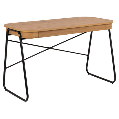 Blueton Oak Office Desk With 2 Drawers And Metal Frame 120cm