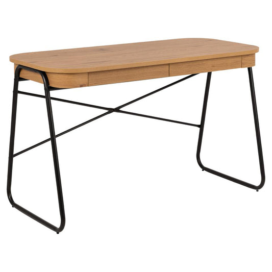 Blueton Oak Office Desk With 2 Drawers And Metal Frame 120cm