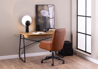 Blueton Oak Office Desk With 2 Drawers And Metal Frame 120cm