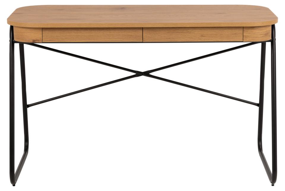 Blueton Oak Office Desk With 2 Drawers And Metal Frame 120cm
