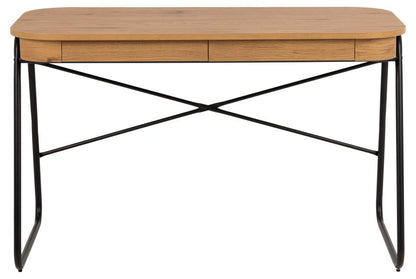 Blueton Oak Office Desk With 2 Drawers And Metal Frame 120cm