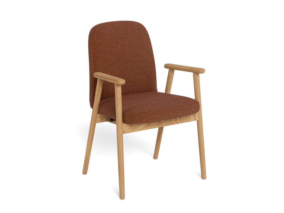 Calvin Terracotta Recliner Fabric Dining Chair With Oak Legs, Set Of 2