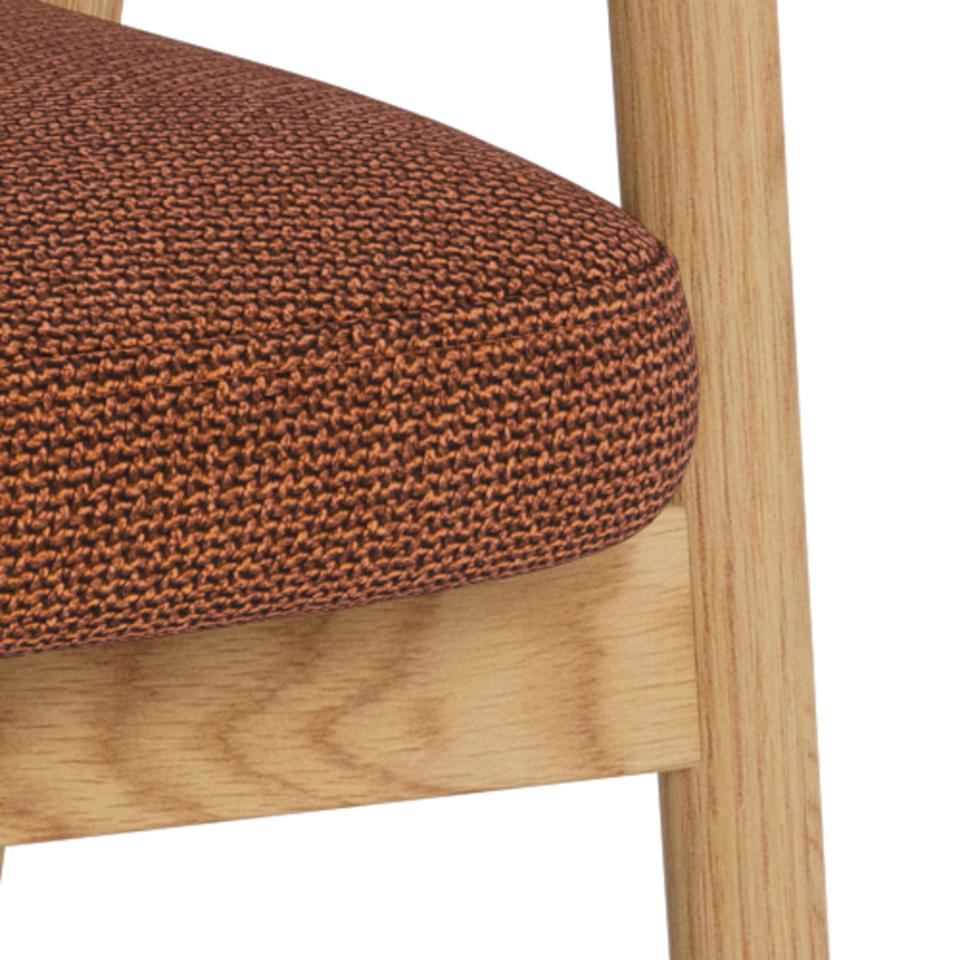 Calvin Terracotta Recliner Fabric Dining Chair With Oak Legs, Set Of 2