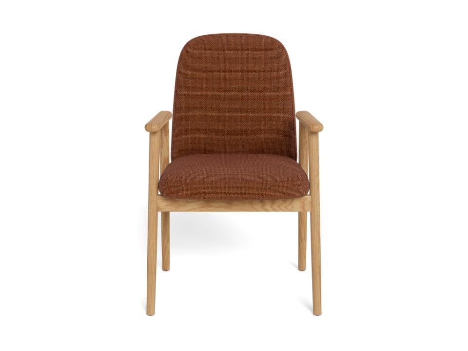 Calvin Terracotta Recliner Fabric Dining Chair With Oak Legs, Set Of 2