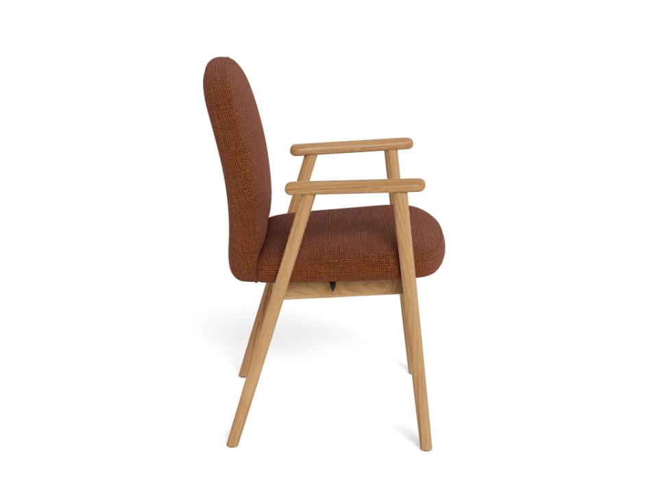 Calvin Terracotta Recliner Fabric Dining Chair With Oak Legs, Set Of 2