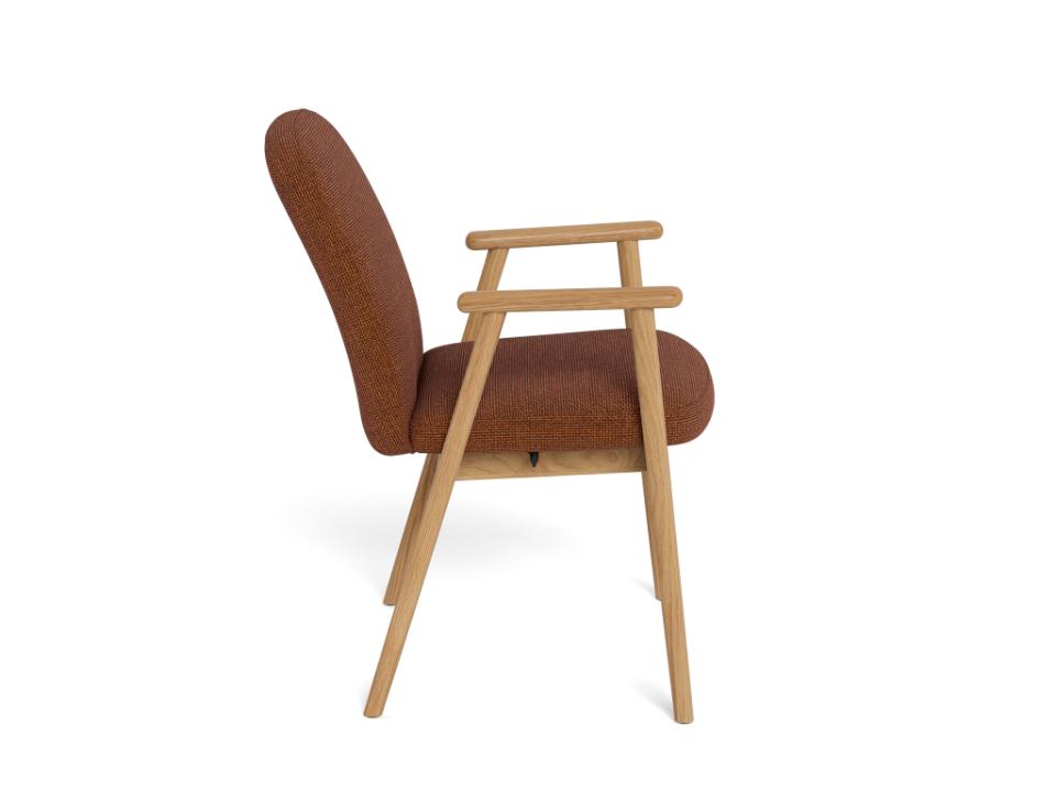 Calvin Terracotta Recliner Fabric Dining Chair With Oak Legs, Set Of 2