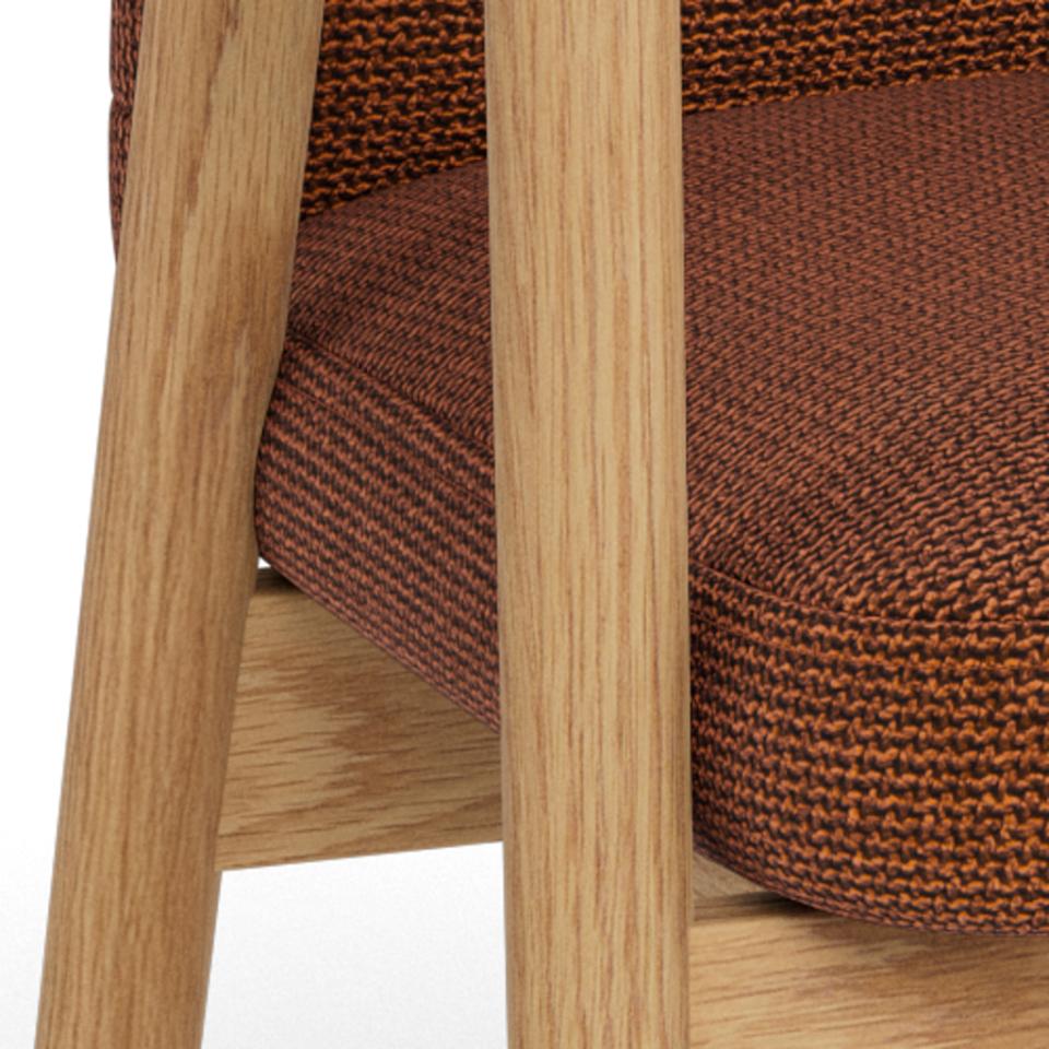 Calvin Terracotta Recliner Fabric Dining Chair With Oak Legs, Set Of 2