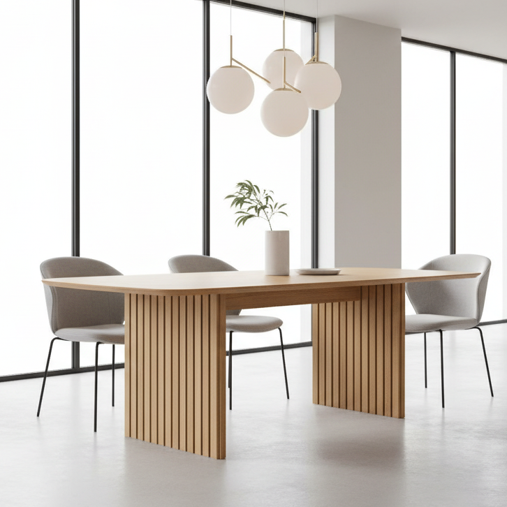 Christo Lamella Rectangular Oak Dining Table Spacious 220cm x 105cm Top