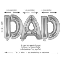Load image into Gallery viewer, DAD Foil Balloon. 16&quot; Silver Foil Balloons with Blow Straw. Father&#39;s Day or Dad&#39;s Birthday Backdrop or Party Décor
