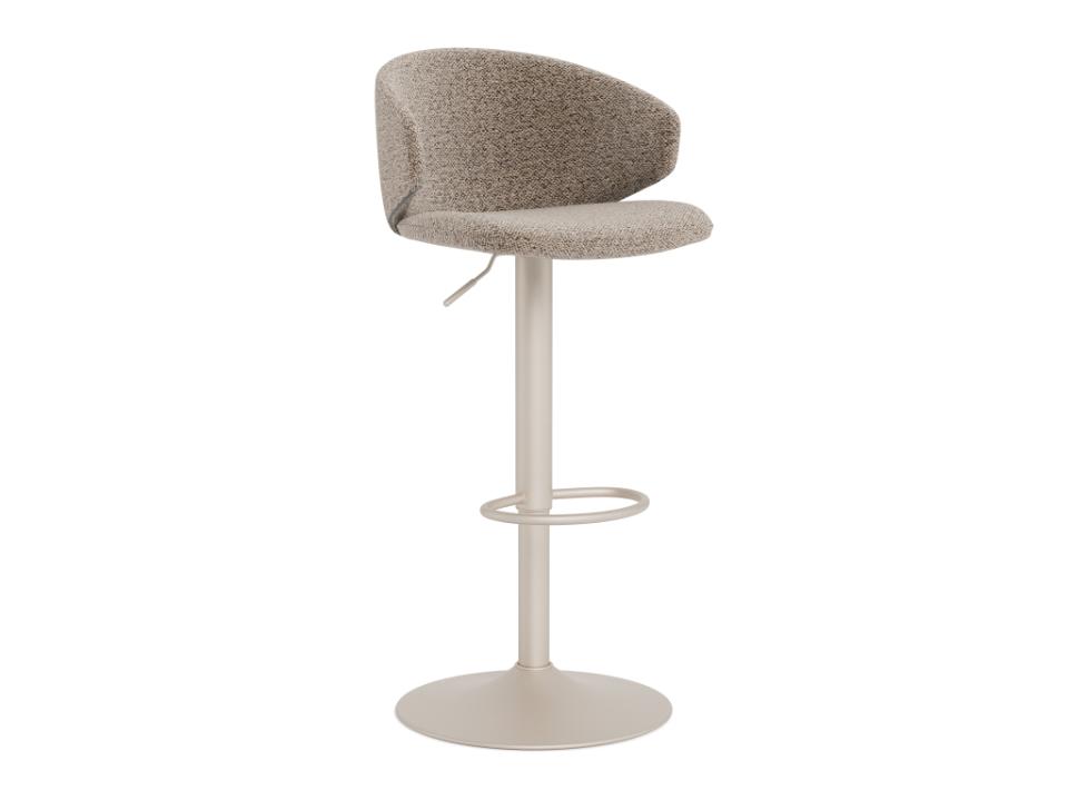 Beige bar stool with a grey base on a white background