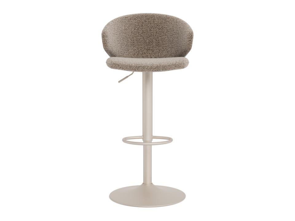 Bar stool with textured cushioned seat on a white background