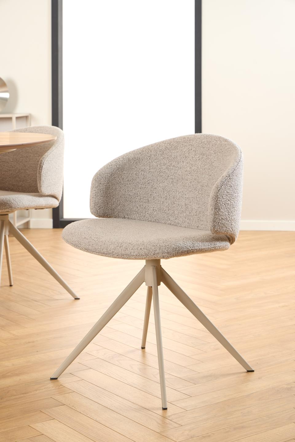Ella Monza Fabric Swivel Dining Chair With Metal Legs