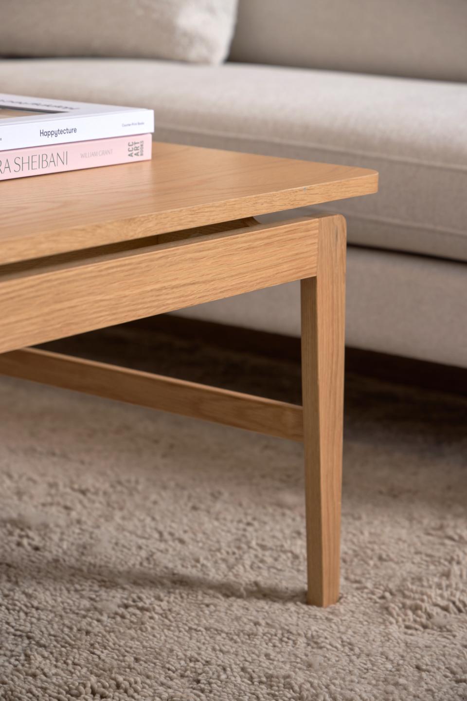 Essex Rectangular Oak Coffee Table Large Modern Furniture 120cm
