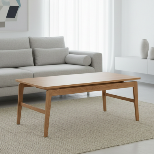Essex Rectangular Oak Coffee Table Large Modern Furniture 120cm