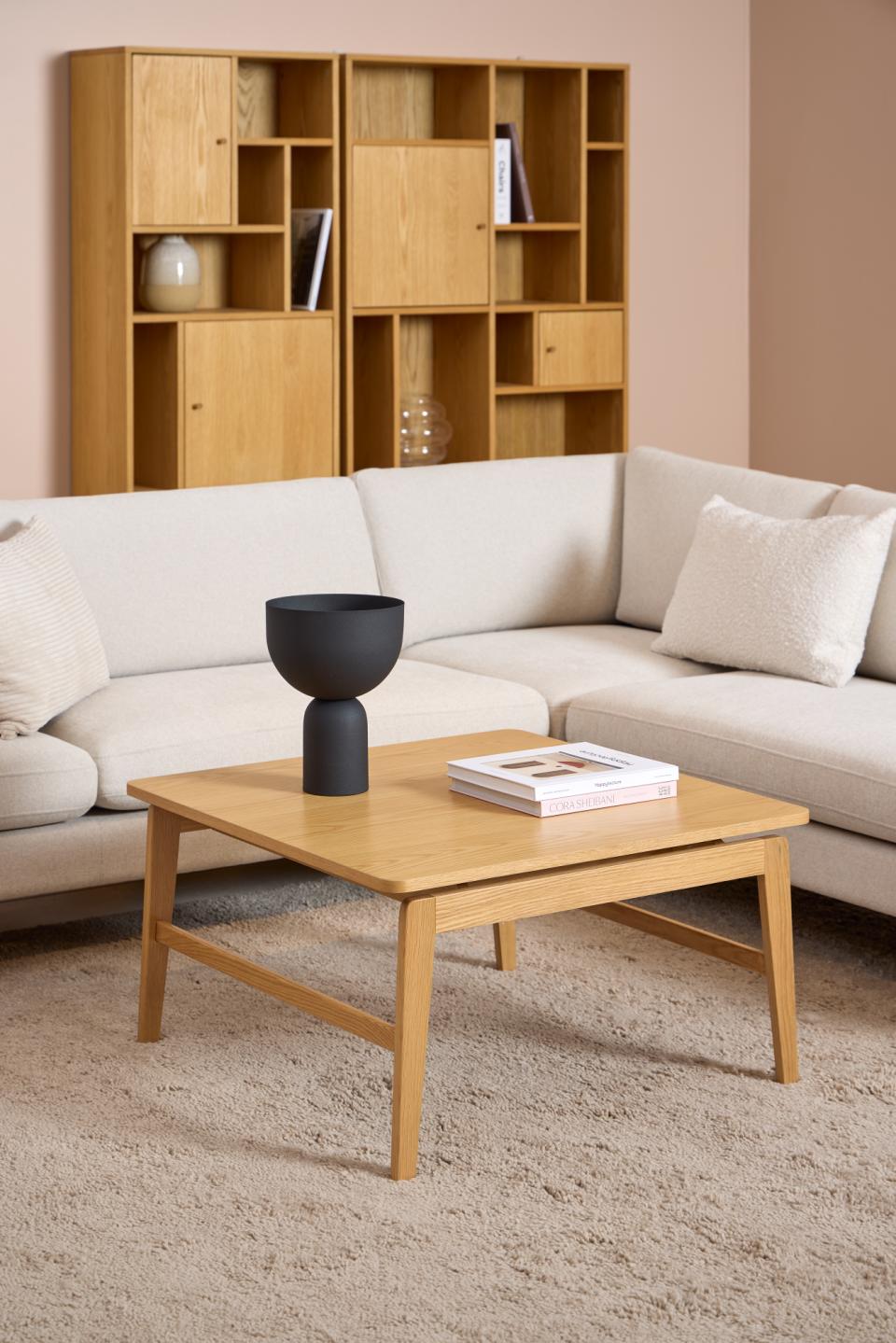 Essex Square Oak Coffee Table Spacious Designer Furniture 80cm