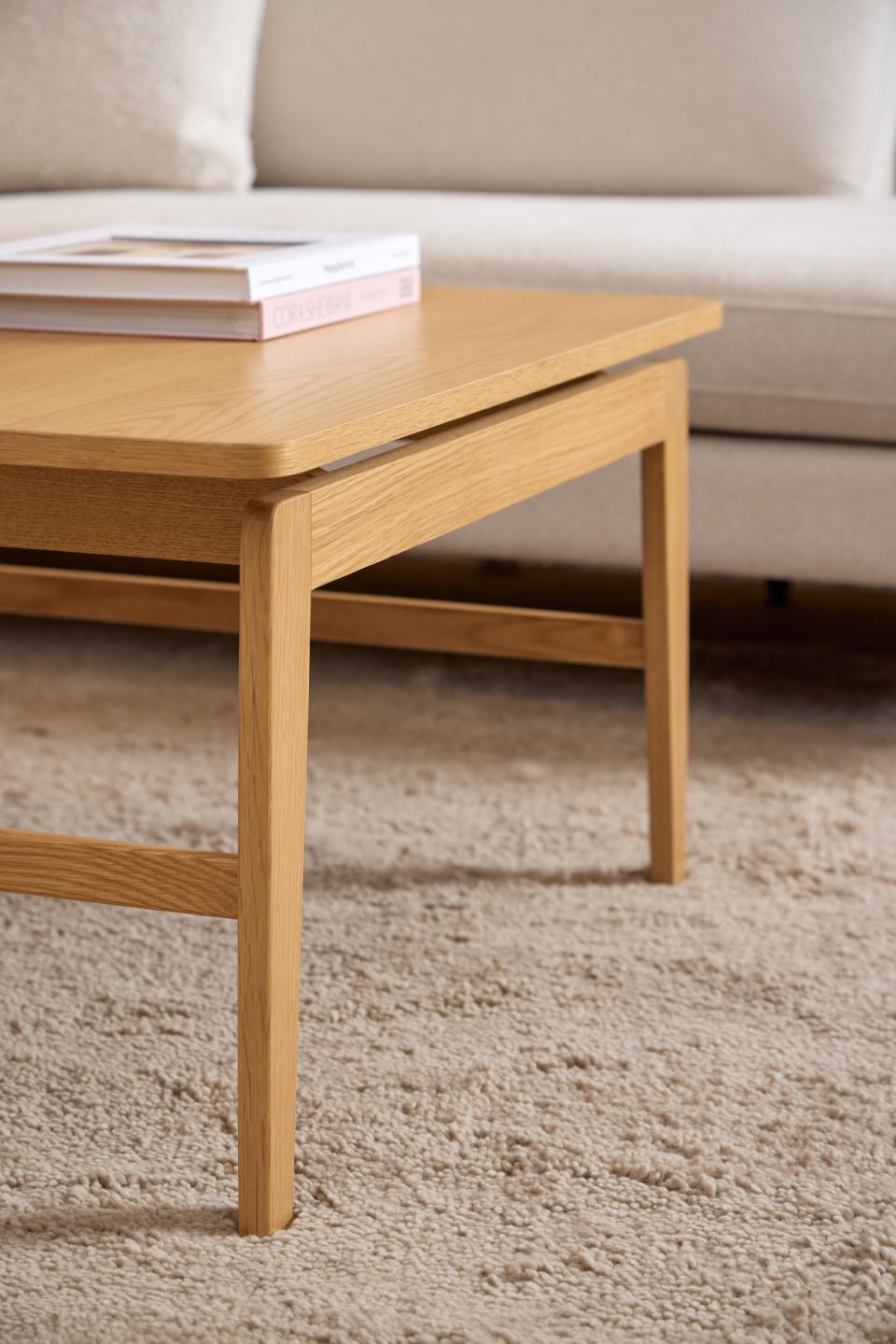 Essex Square Oak Coffee Table Spacious Designer Furniture 80cm