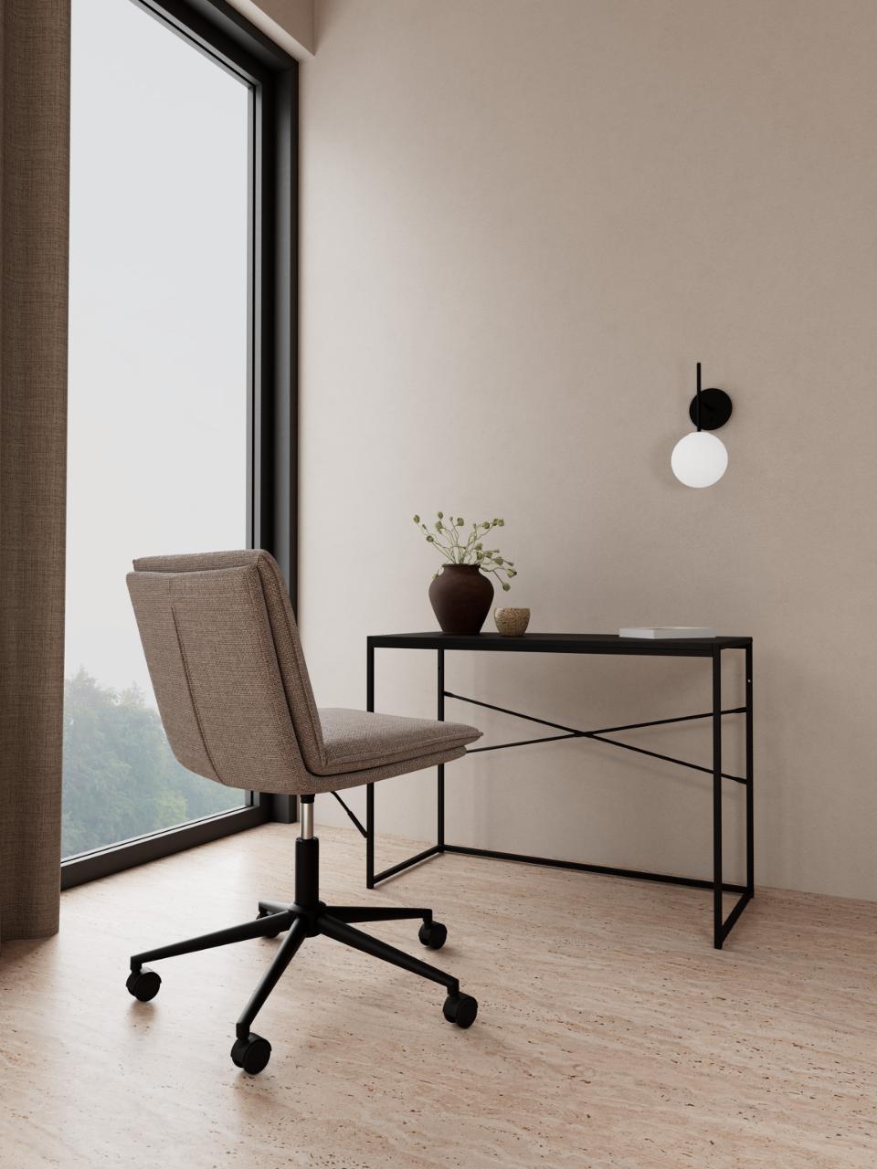 Flynn Fabric Home Office Desk Beige Chair Brake Castors, Gas lift And Swivel