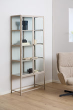 Load image into Gallery viewer, Seaford Grey Display Cabinet With 2 Glass Doors, 4 Shelves And A Solid Metal Frame Tall 77x35x186cm

