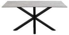 Load image into Gallery viewer, Heaven Rectangle Ceramic Dining Table In Grey With Solid Metal Base 160x90cm
