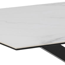Load image into Gallery viewer, Heaven Rectangle Ceramic Dining Table In White With Solid Metal Base 160x90cm
