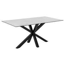 Load image into Gallery viewer, Heaven Rectangle Ceramic Dining Table In White With Solid Metal Base 160x90cm
