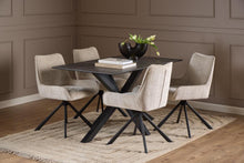 Load image into Gallery viewer, Heaven Rectangle Dining Table 135cm In Black Ceramic With Metal Base
