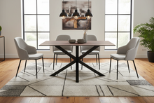 Load image into Gallery viewer, Heaven Rectangle Dining Table 135cm In Brown Ceramic With Black Metal Base

