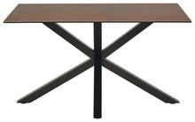 Load image into Gallery viewer, Heaven Rectangle Dining Table 135cm In Brown Ceramic With Black Metal Base
