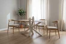 Load image into Gallery viewer, Heaven Rectangle Dining Table 135cm In Oak Ceramic Glass And Metal Base
