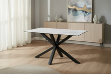 Load image into Gallery viewer, Heaven Rectangle Dining Table 135cm In White Ceramic With Black Metal Base

