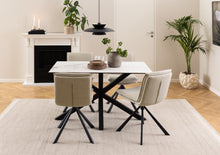 Load image into Gallery viewer, Heaven Rectangle Dining Table 135cm In White Ceramic With Black Metal Base
