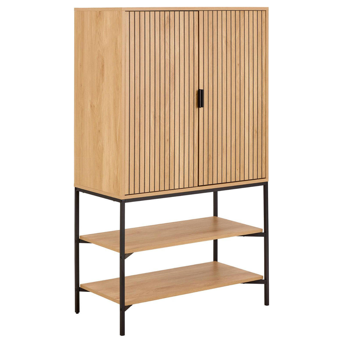 Jaipur Storage Cabinet In Light Oak With 2 Doors, 3 Shelves 140cm