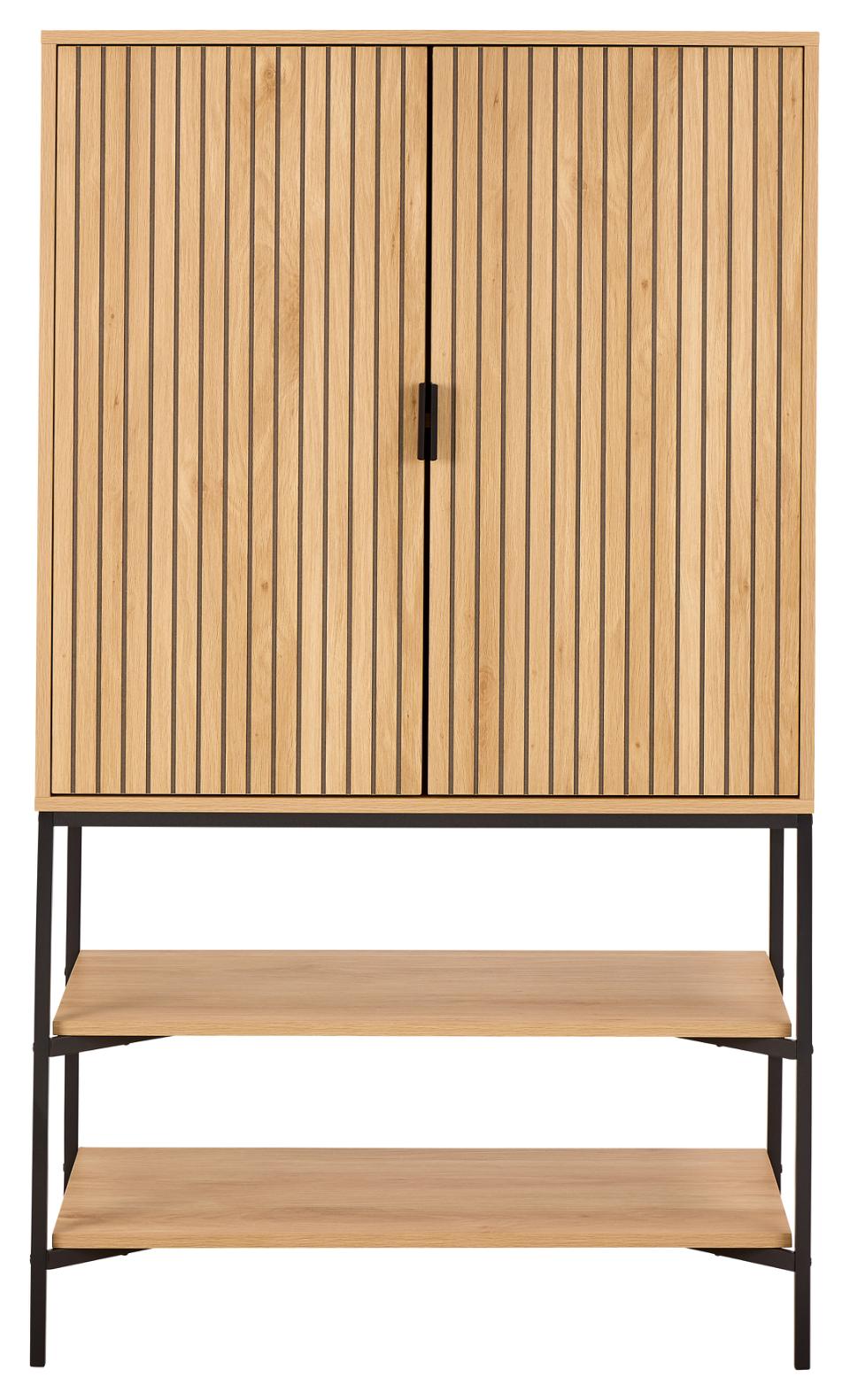 Jaipur Storage Cabinet In Light Oak With 2 Doors, 3 Shelves 140cm