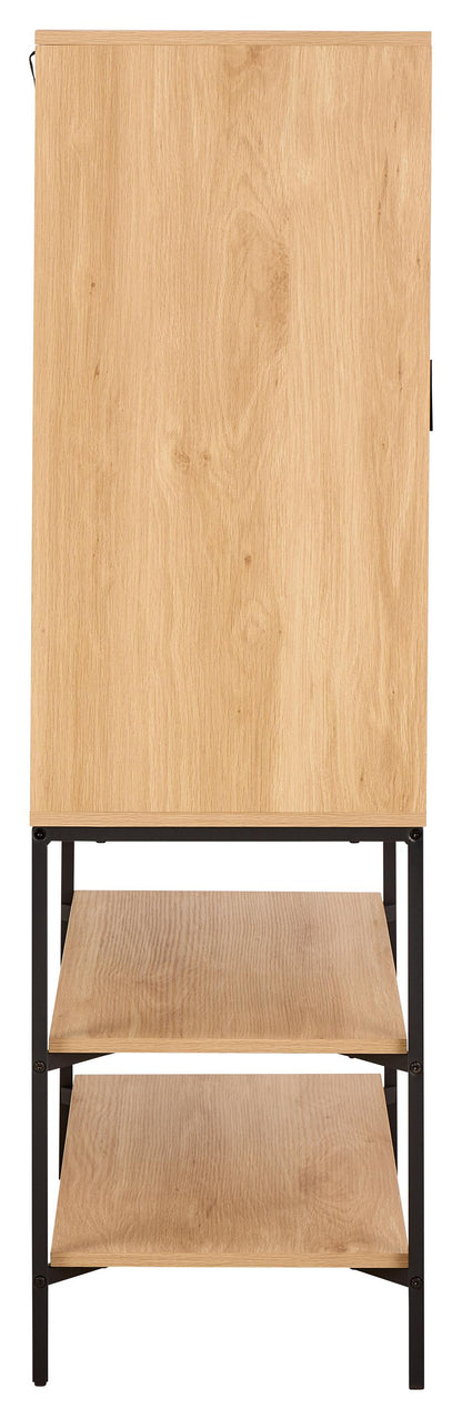 Jaipur Storage Cabinet In Light Oak With 2 Doors, 3 Shelves 140cm