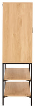 Load image into Gallery viewer, Jaipur Lamella Display Cabinet In Light Oak Melamine With 2 Doors And 2 Shelves 140x80x40cm

