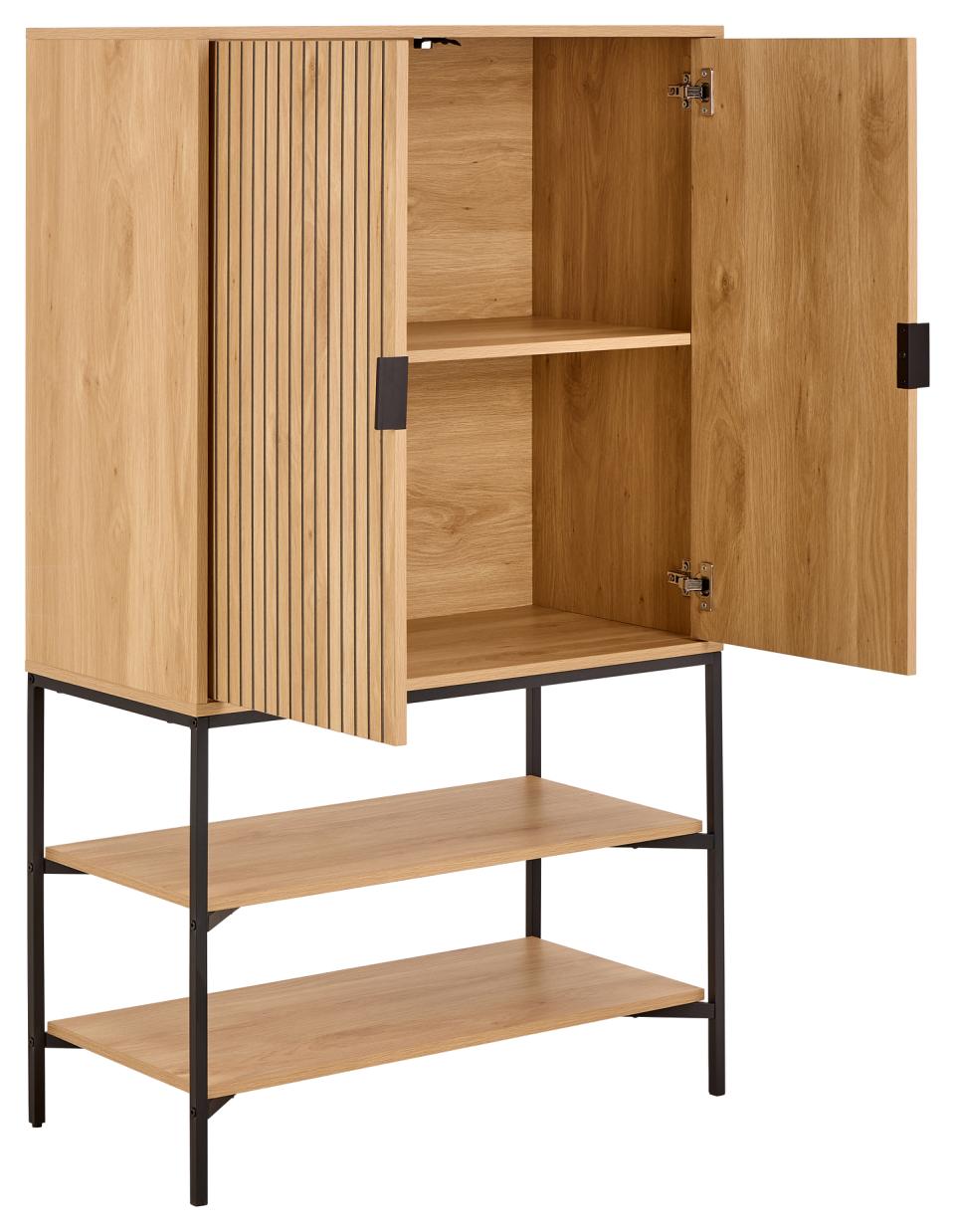 Jaipur Storage Cabinet In Light Oak With 2 Doors, 3 Shelves 140cm