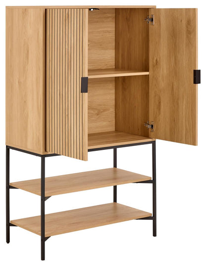 Jaipur Storage Cabinet In Light Oak With 2 Doors, 3 Shelves 140cm