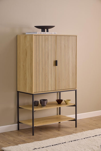 Jaipur Storage Cabinet In Light Oak With 2 Doors, 3 Shelves 140cm