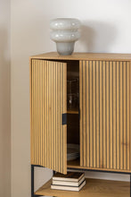 Load image into Gallery viewer, Jaipur Lamella Display Cabinet In Oak With 2 Doors And 2 Shelves 140x80x40cm
