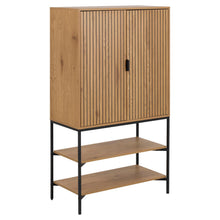 Load image into Gallery viewer, Jaipur Lamella Display Cabinet In Oak With 2 Doors And 2 Shelves 140x80x40cm
