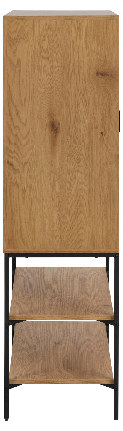 Jaipur Lamella Storage Cabinet In Oak With 2 Doors And 3 Shelves 140cm