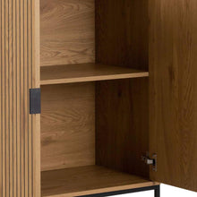 Load image into Gallery viewer, Jaipur Lamella Display Cabinet In Oak With 2 Doors And 2 Shelves 140x80x40cm
