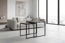 Load image into Gallery viewer, Katrine Ceramic Coffee Table Set in Black With Metal Base 50x50cm
