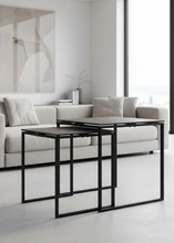 Load image into Gallery viewer, Katrine Ceramic Coffee Table Set in Black With Metal Base 50x50cm
